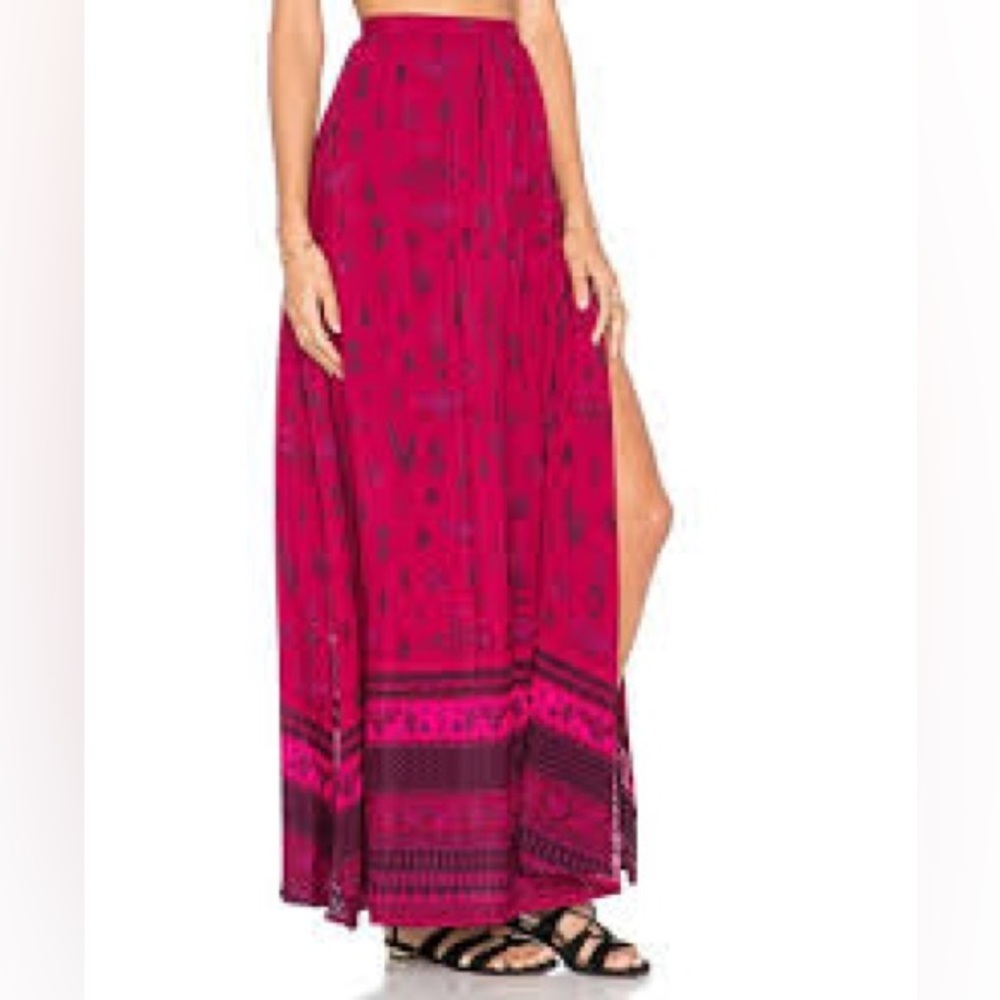 Spell Phoenix Red Maxi Skirt with Side Slit - Picture 4 of 9